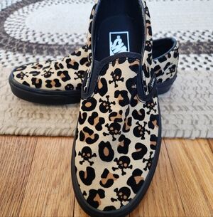 Vans Leopard and Skull Print Slip-On Sneakers